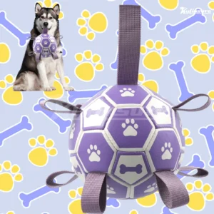 Dog Toys Soccer Ball with Straps, Interactive Dog Toys for Tug of War, Puppy Birthday Gifts, Water Toy, Durable Dogs Balls World