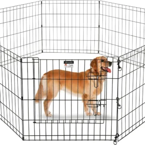 Foldable Metal Pet Playpen with 8 Panels, Indoor/Outdoor Fence for Dogs and Small Animals