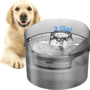 NPET Dog Water Fountain, 2 Gallon/270oz/8L Large Automatic Dog Water Dispenser with Splatter Guard for Large Dogs Multiple Pets