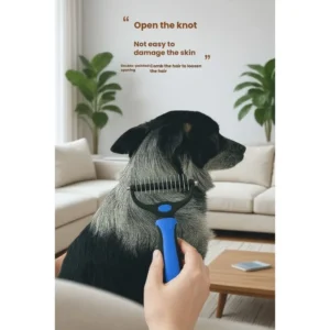 Pet knot comb, long haired dog stainless steel brush, cat and dog hair cleaning and grooming tool